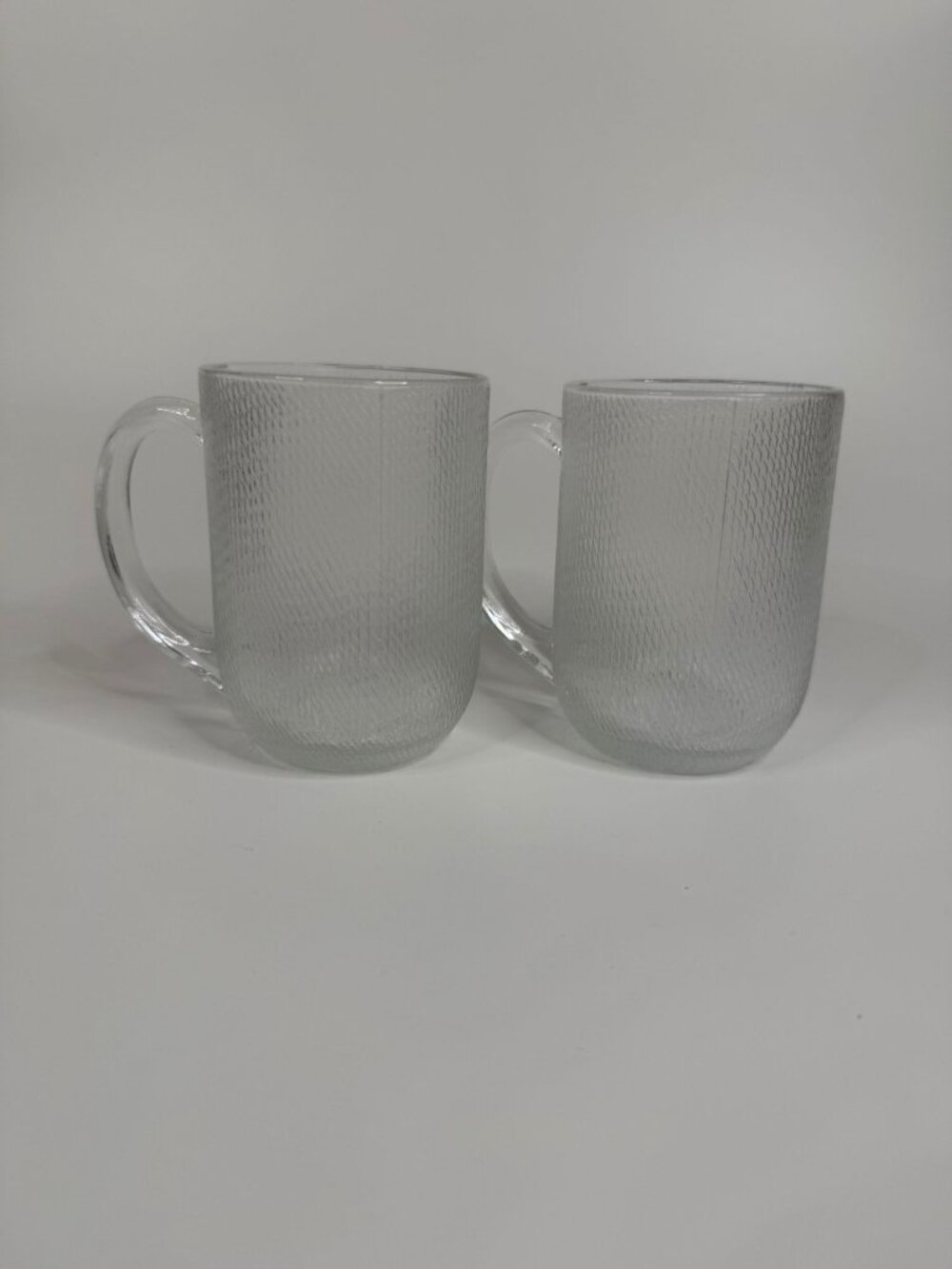 Vintage Arcoroc Frosted Texture Glass Mug Basket Weave Mesh Pattern , 6–8 oz, Cl